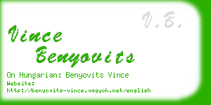 vince benyovits business card